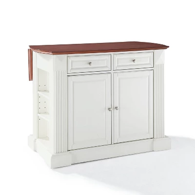 Drop Leaf Breakfast Bar Top Kitchen Island - White - Crosley - Image 2