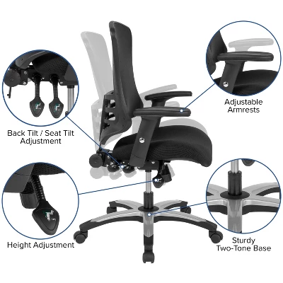 Flash Furniture High Back Black Mesh Multifunction Executive Swivel Ergonomic Office Chair With Molded Foam Seat And Adjustable Arms - Image 2