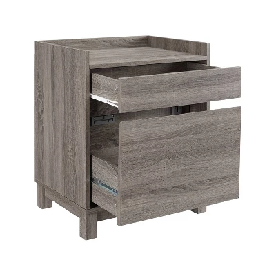 2 Drawers Filing Cabinet Wood/Gray - Linon - Image 3