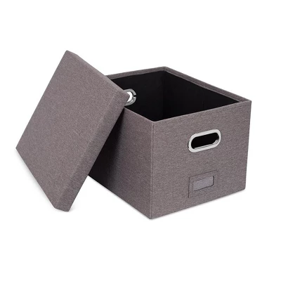 Internet's Best 2-Pack Collapsible File Storage Organizer With Lid - Grey - Image 3