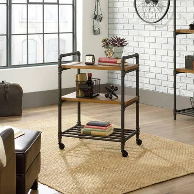 Iron City Multi Purpose Cart Checked Oak - Sauder
