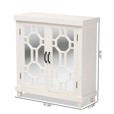 Carlena Wood And Mirrored Glass 2 Door Sideboard White - Baxton Studio - Image 9