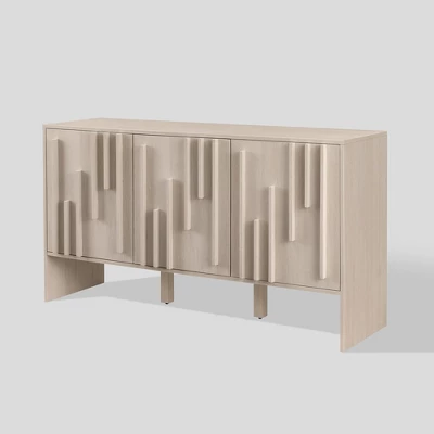 Modern Staggered Vertical Accent 3 Door Sideboard - Saracina Home - Image 6