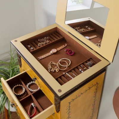 Beatrice Antique Parchment Hand Painted Jewelry Armoire - Powell Company - Image 12