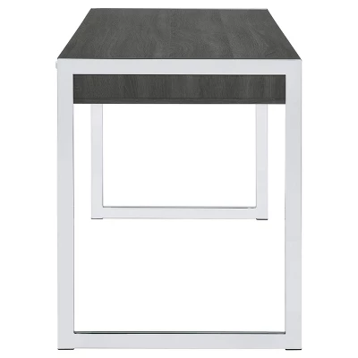 Wallice 2 Drawer Writing Desk With Chrome Base Weathered Gray - Coaster - Image 5