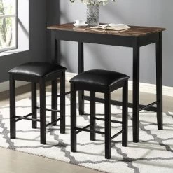 3pc Caton Counter Height Dining Set Black - MiBasics
