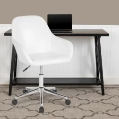 Flash Furniture Cortana Home And Office Mid-Back Chair In White LeatherSoft