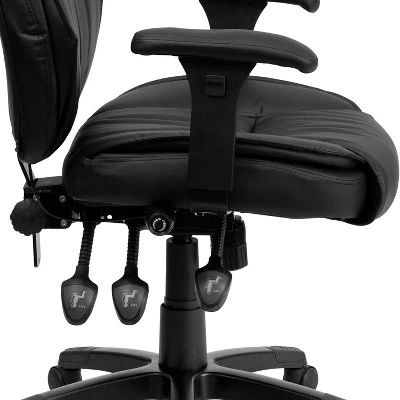 Emma And Oliver High Back Black LeatherSoft Multifunction Ergonomic Office Chair, Lumbar Knob - Image 5