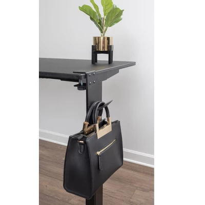 Stand Up Desk Store Clamp-On Under Desk Headphone Hanger, Backpack Hook, And Purse Holder - Black - Image 3