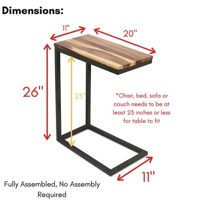 BirdRock Home Acacia Wood TV Tray C Shaped Side Table - Image 2