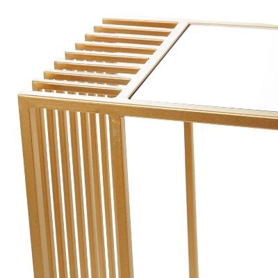 Contemporary Metal Mirrored Console Table Gold - Olivia & May - Image 4