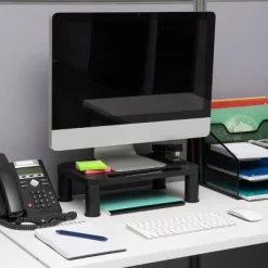 Mind Reader 2pk Small Plastic Monitor Stands Black