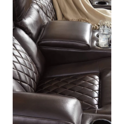 Warnerton Power Recliner Loveseat With Console And Adjustable Headrest Chocolate - Signature Design By Ashley - Image 2