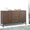 60" Devlin Mid-Century Sideboard With Centre Drawers Walnut Brown - WyndenHall