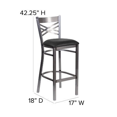 Flash Furniture Clear Coated ''X'' Back Metal Restaurant Barstool - Image 3
