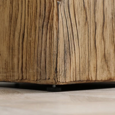 HOMCOM Decorative Side Table With Square Tabletop, Rustic Concrete End Table With Wood Grain Finish, For Indoors And Outdoors, Natural - Image 5