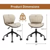 Costway Mid Back Home Office Chair Adjustable Swivel Linen & PU Leather Task Chair