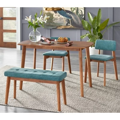 Set Of 2 Nettie Mid-Century Modern Upholstered Dining Chairs Walnut/Teal - Buylateral - Image 2