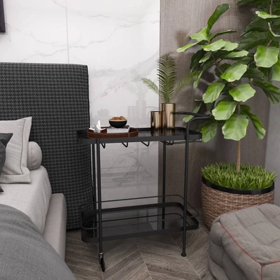 Contemporary Metal Bar Cart Black - Olivia & May - Image 15