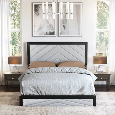 Blake Chevron Stitched Upholstered Platform Bed - Eco Dream - Image 2