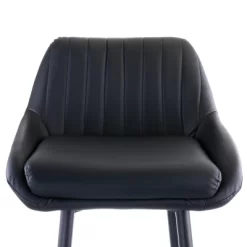 Elama Faux Leather Bar Chair In Black With Metal Legs