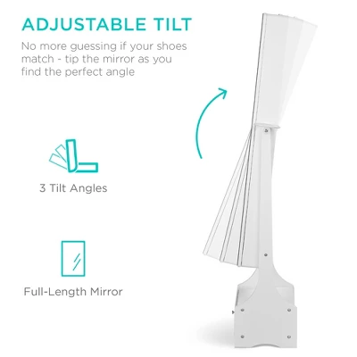 Best Choice Products Full Length LED Mirrored Jewelry Storage Organizer Cabinet W/ Interior & Exterior Lights - Image 5