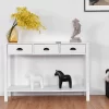 Costway 47" Console Table Hall Table Side Desk Accent Table Drawers Shelf Entryway White