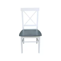 Set Of 2 X Back Chairs With Solid Wood Seat White/Gray - International Concepts