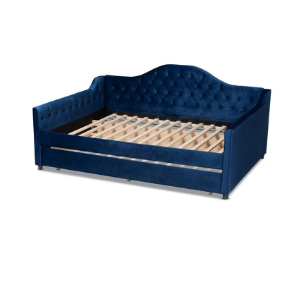 Perry Velvet Daybed With Trundle - Baxton Studio - Image 7